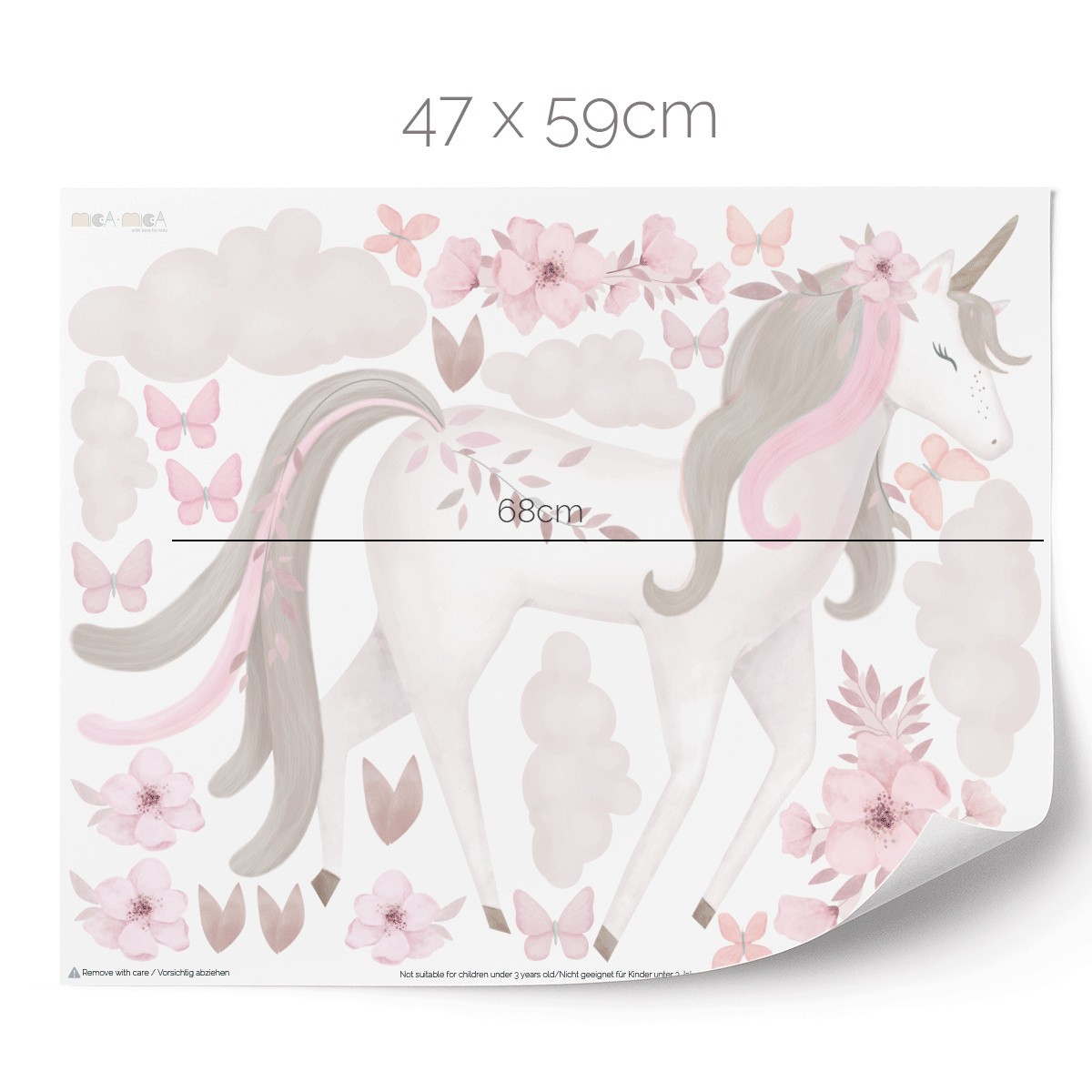 Unicorn wall stickers - Magical unicorn with flowers