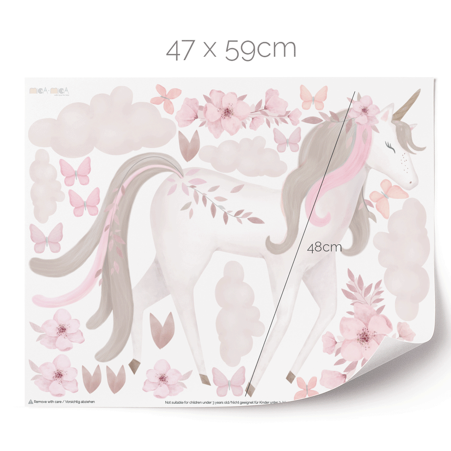 Unicorn wall stickers - Magical unicorn with flowers