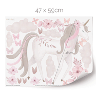 Unicorn wall stickers - Magical unicorn with flowers