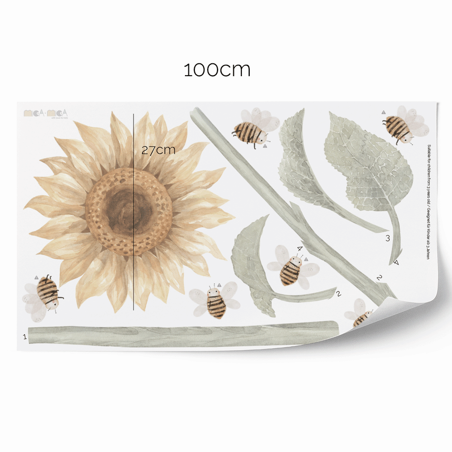 Flower wall stickers - Sunflowers and bees