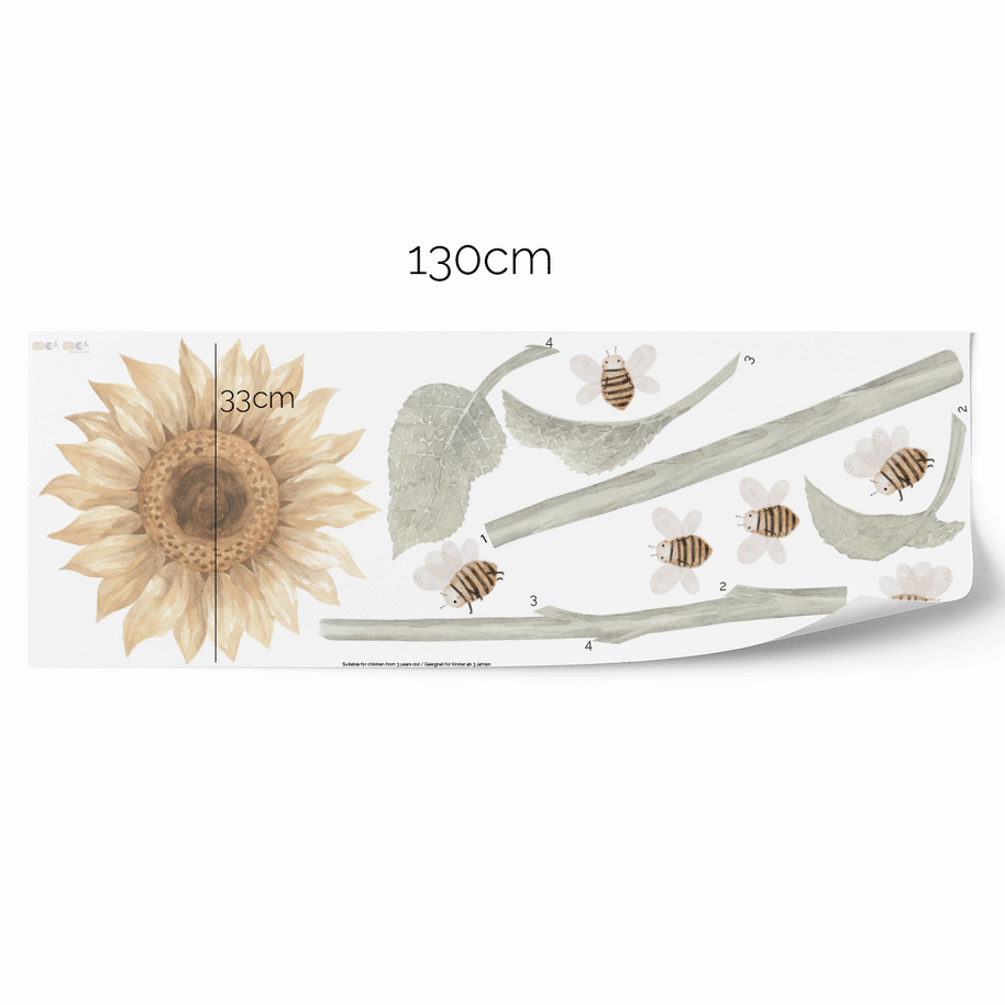 Flower wall stickers - Sunflowers and bees