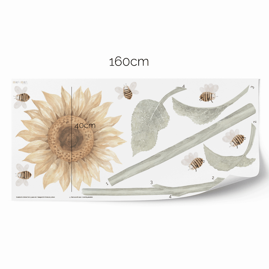 Flower wall stickers - Sunflowers and bees