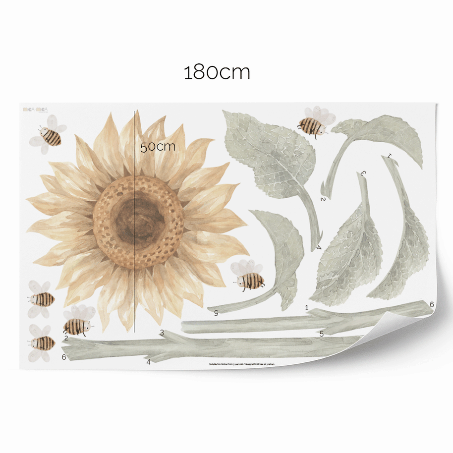 Flower wall stickers - Sunflowers and bees