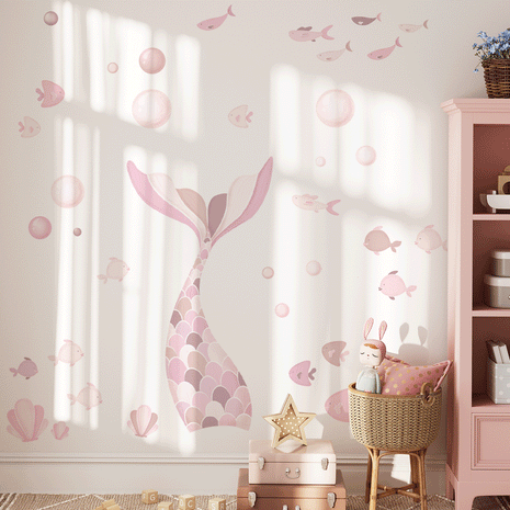 Cheeky mermaid tail wall stickers - Dusty rose