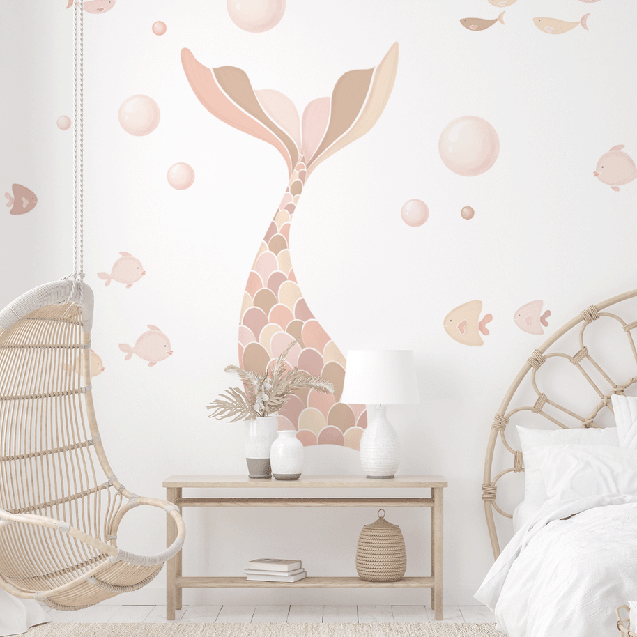 Cheeky mermaid tail wall stickers - Boho vibes