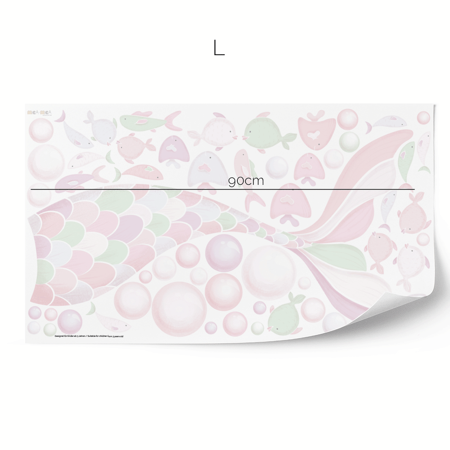 Cheeky mermaid tail wall stickers - Pastel whisper