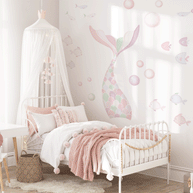 Cheeky mermaid tail wall stickers - Pastel whisper
