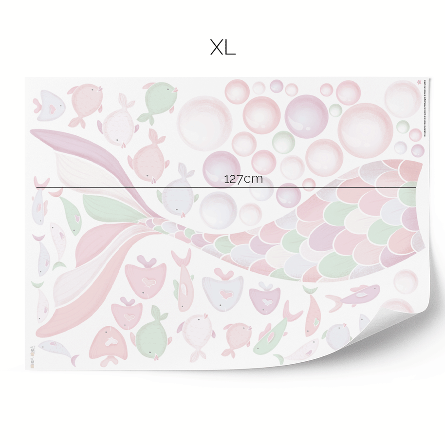 Cheeky mermaid tail wall stickers - Pastel whisper