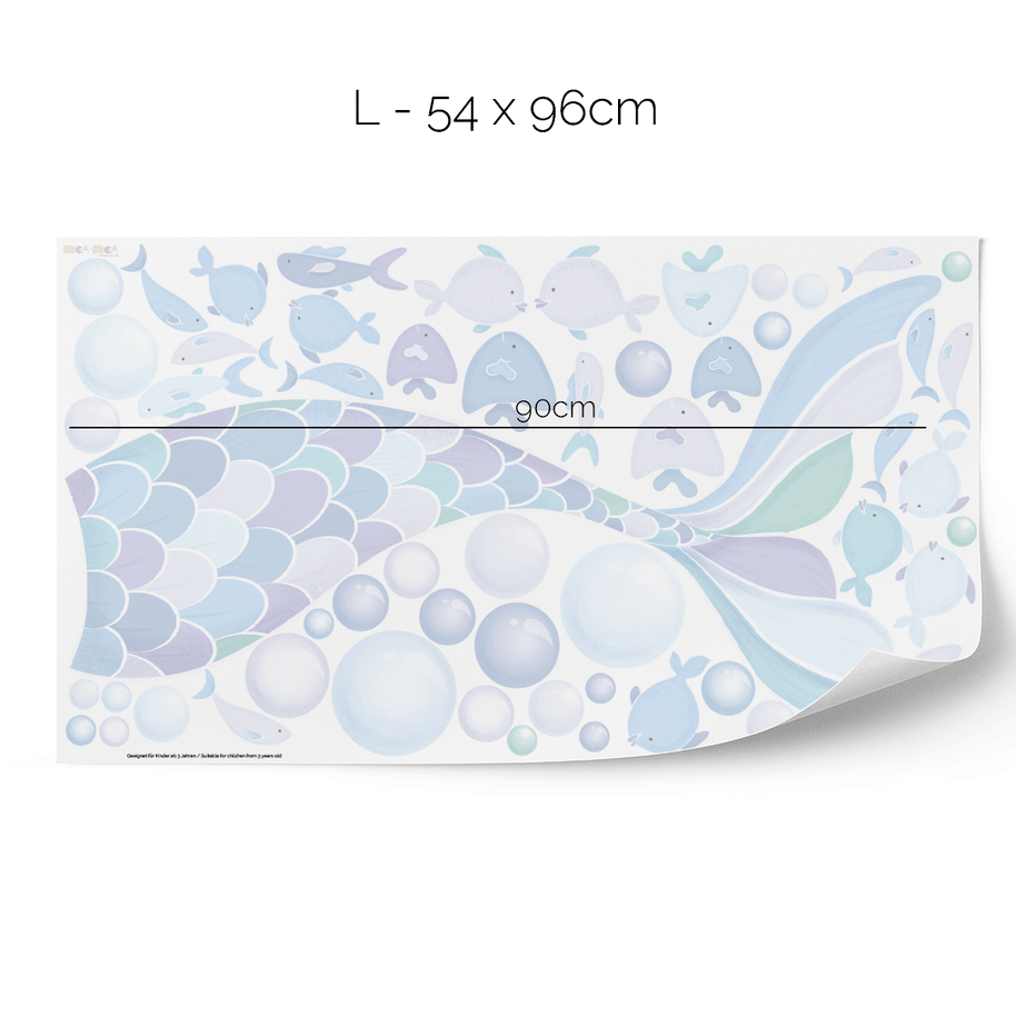 Cheeky mermaid tail wall stickers - Ocean blue