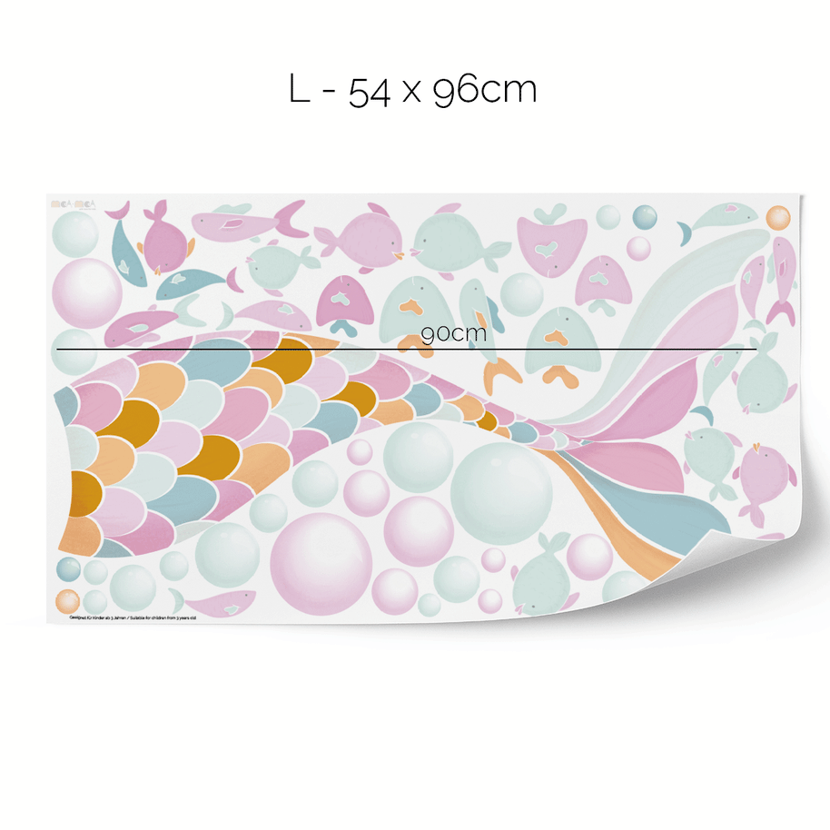 Cheeky mermaid tail wall stickers - Colourful charm