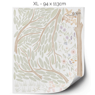 Tree wall stickers - Tree with flower meadow, birds and butterflies