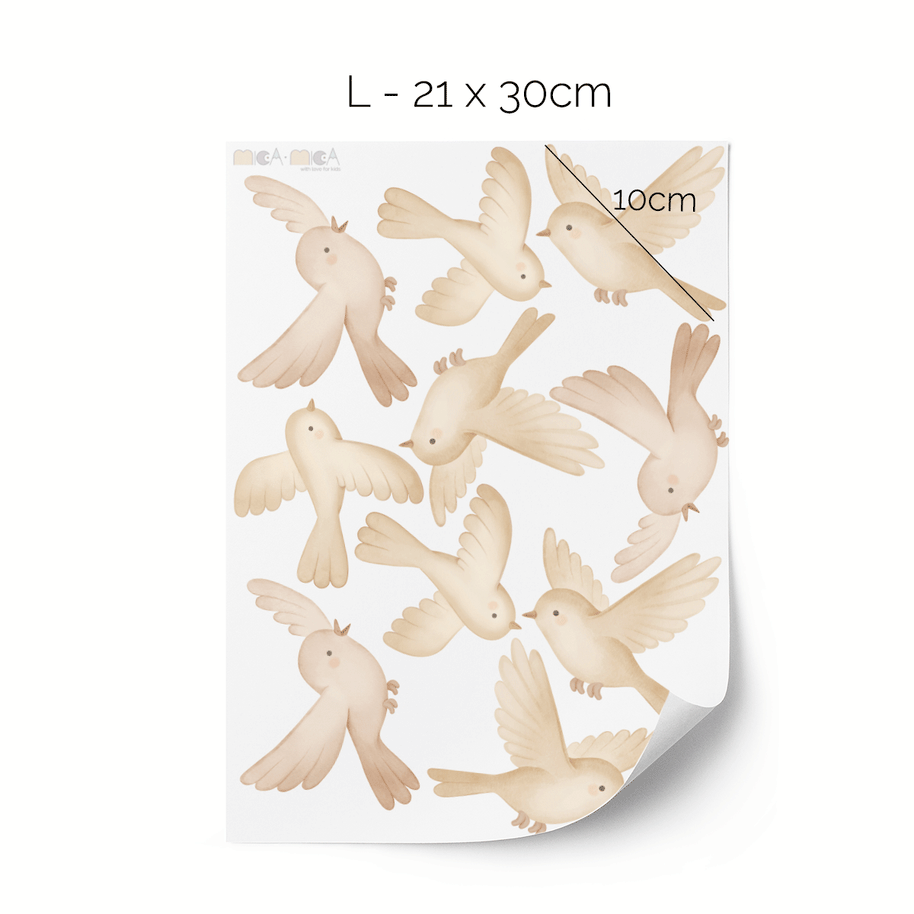Tree wall stickers - Tree with flower meadow, birds and butterflies