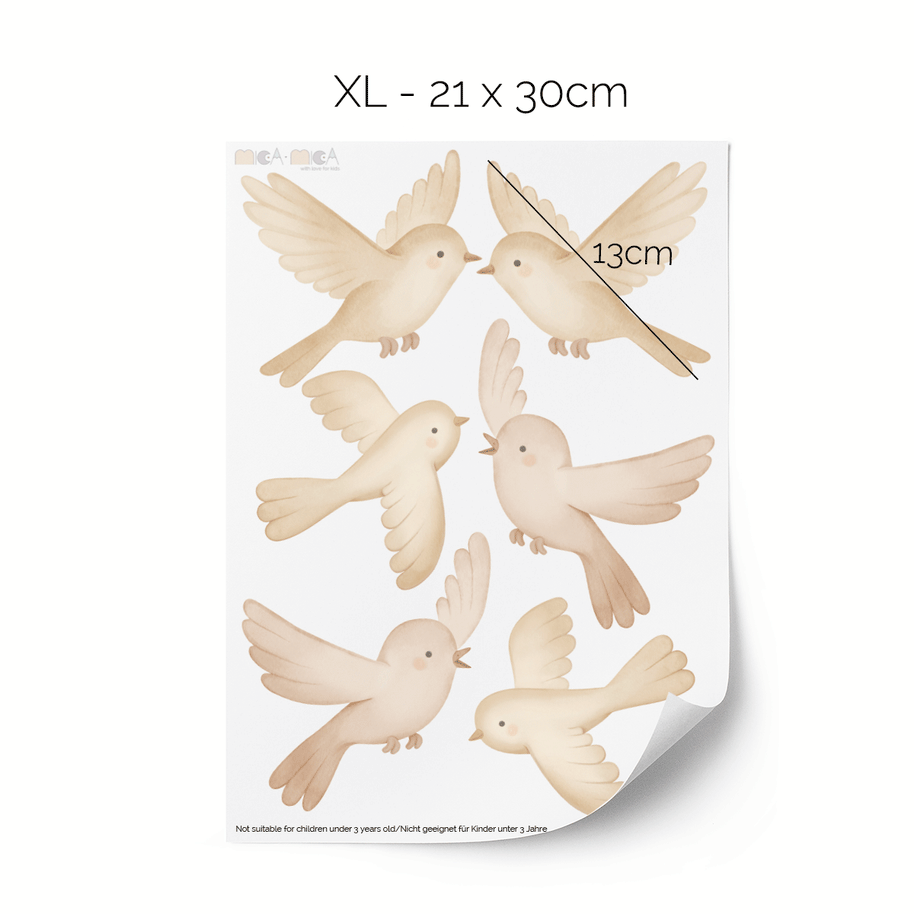 Tree wall stickers - Tree with flower meadow, birds and butterflies
