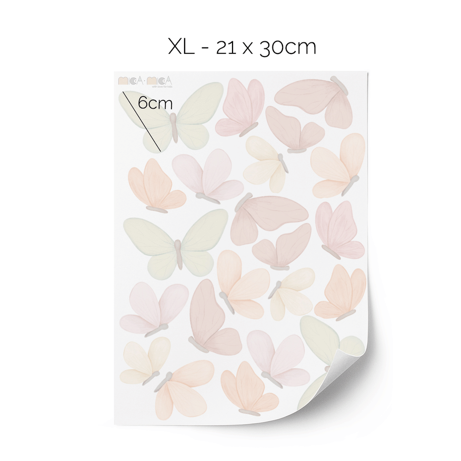 Tree wall stickers - Tree with flower meadow, birds and butterflies