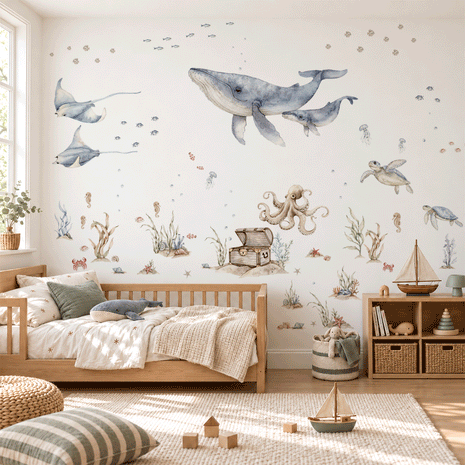 Wandtattoo Unterwasserwelt - Ozeanträume - Mantarochen