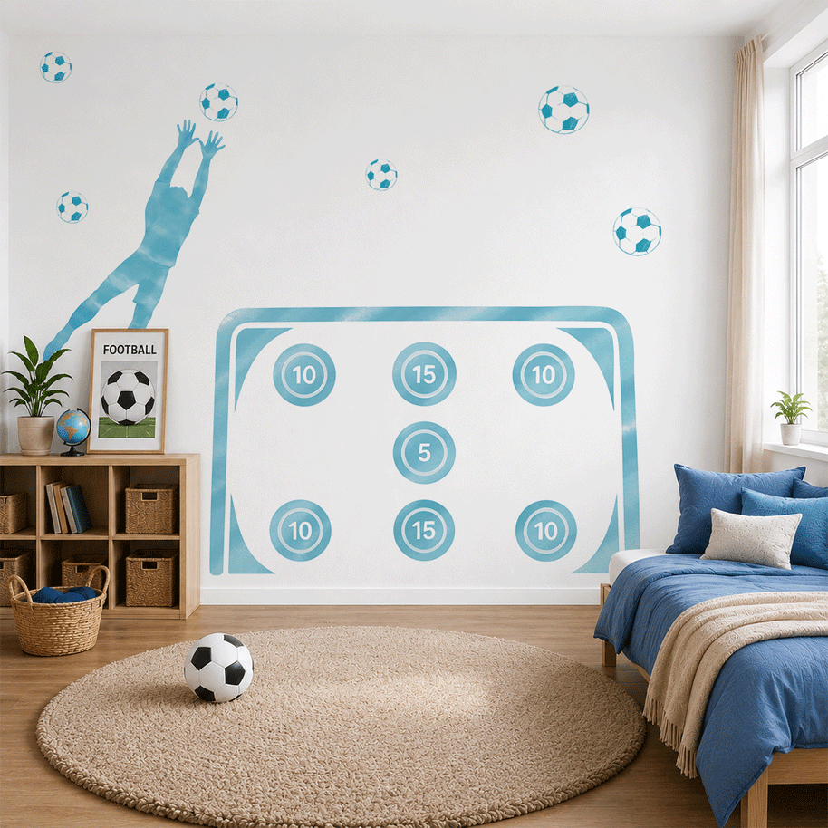 Wandtattoo Fußball – Fußballtor (blau)