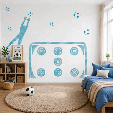 Wandtattoo Fußball – Fußballtor (blau)