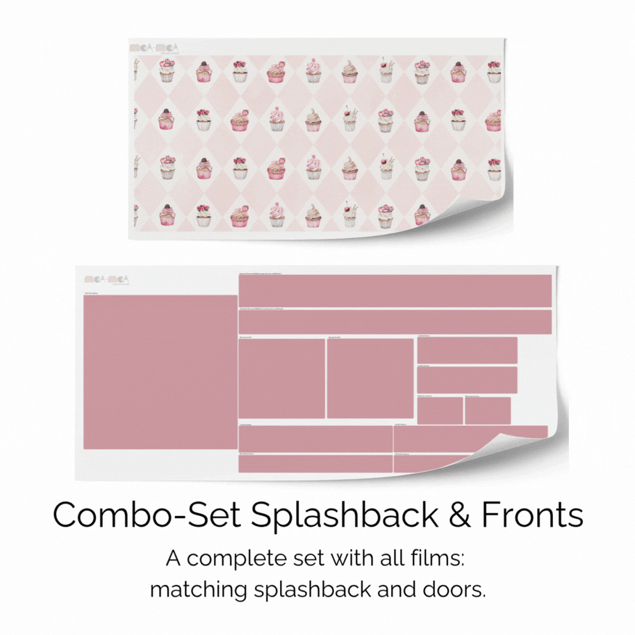 Sticker set for IKEA DUKTIG play kitchen - Delightful cupcakes (deep rose)