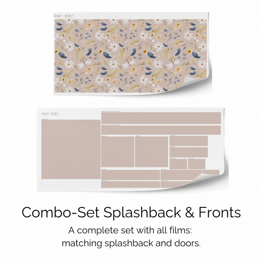 Klebefolie für IKEA DUKTIG Kinderküche - Wiesenblumen (Helles Taupe)