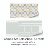 Sticker set for IKEA DUKTIG play kitchen - Checkered & floral tiles (light mint)