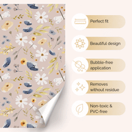 Klebefolie für IKEA DUKTIG Kinderküche - Wiesenblumen (Helles Taupe)