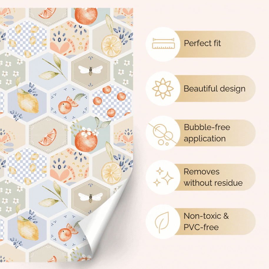 Sticker set for IKEA DUKTIG play kitchen - Fruity tiles (sand)