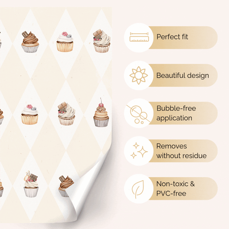 Sticker set for IKEA DUKTIG play kitchen - Delightful cupcakes (toffee cream)