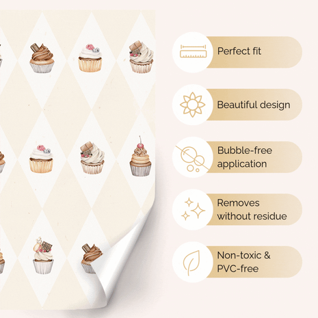 Sticker set for IKEA DUKTIG play kitchen - Delightful cupcakes (toffee cream)
