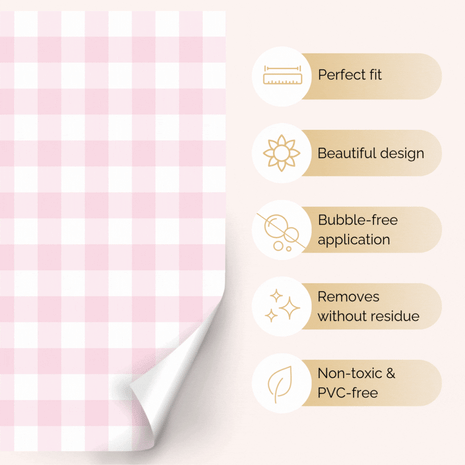 Klebefolie für IKEA DUKTIG Kinderküche - Karomuster (Pink)