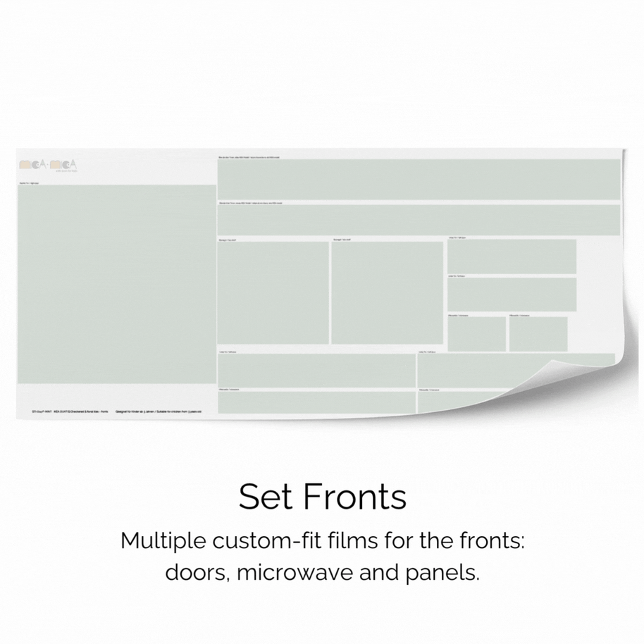 Sticker set for IKEA DUKTIG play kitchen - Checkered & floral tiles (light mint)