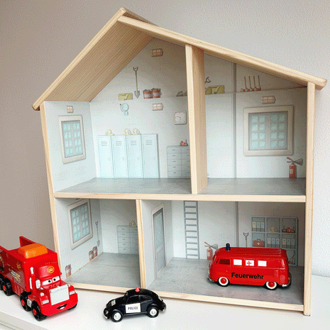 Klebefolie für IKEA FLISAT Puppenhaus - Feuerwehr