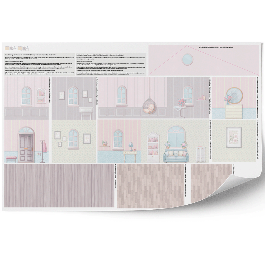 Sticker set for IKEA FLISAT dollhouse - London Townhouse