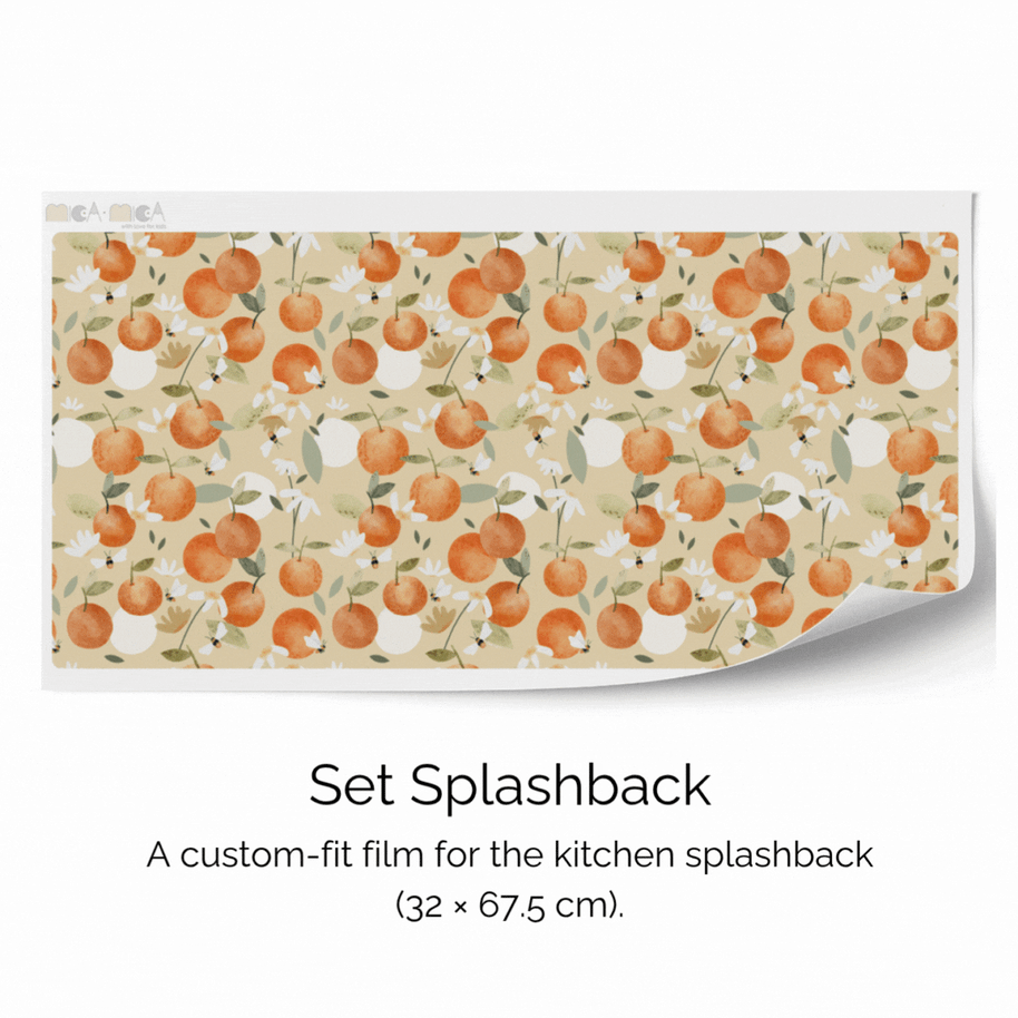 Sticker set for IKEA DUKTIG play kitchen - Oranges with bees (ivory)