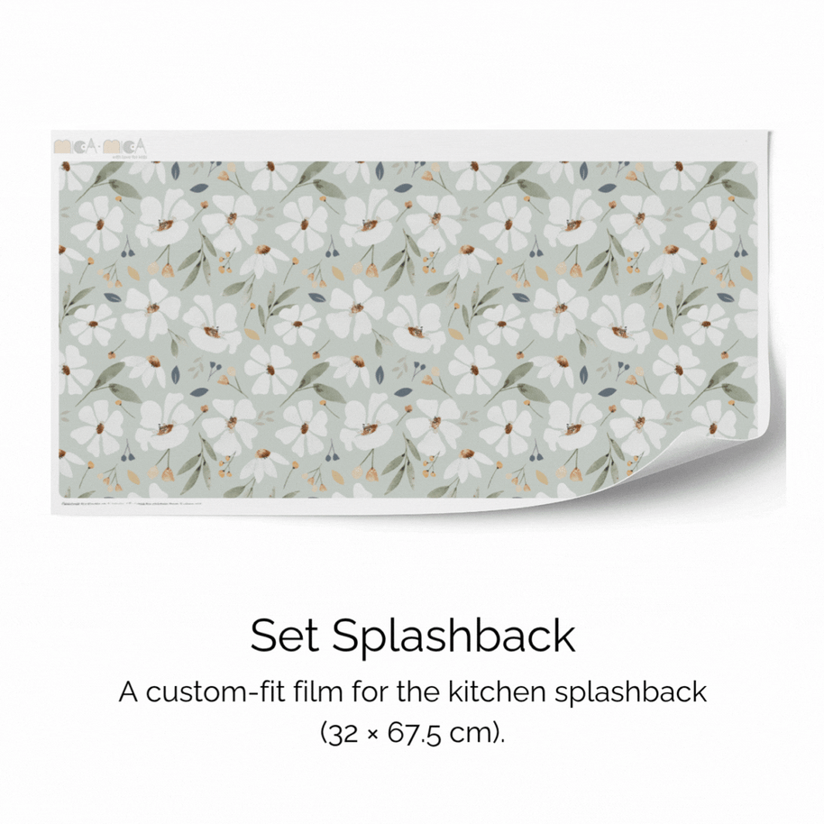 Klebefolie für IKEA DUKTIG Kinderküche - Frühlingsblumen (Minze)