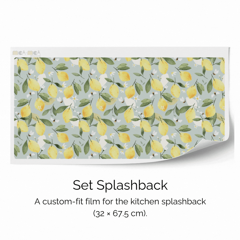 Sticker set for IKEA DUKTIG play kitchen - Lemons with bees (mint)