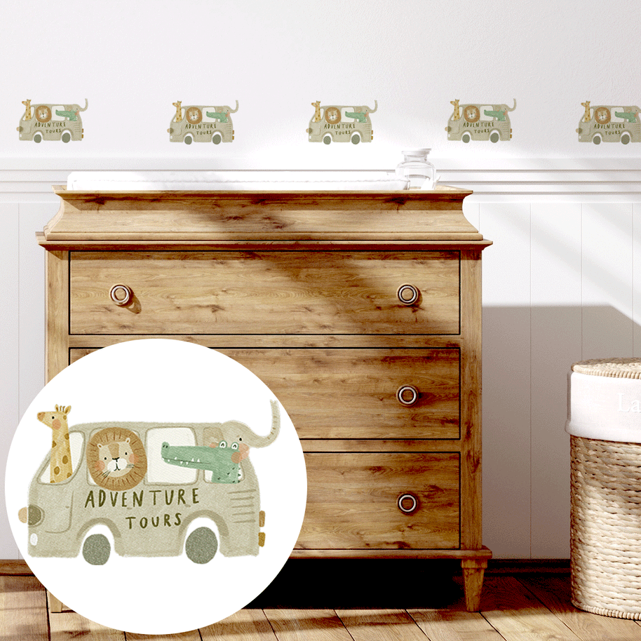 Jungle wall stickers - Adventure tours (gray-brown)