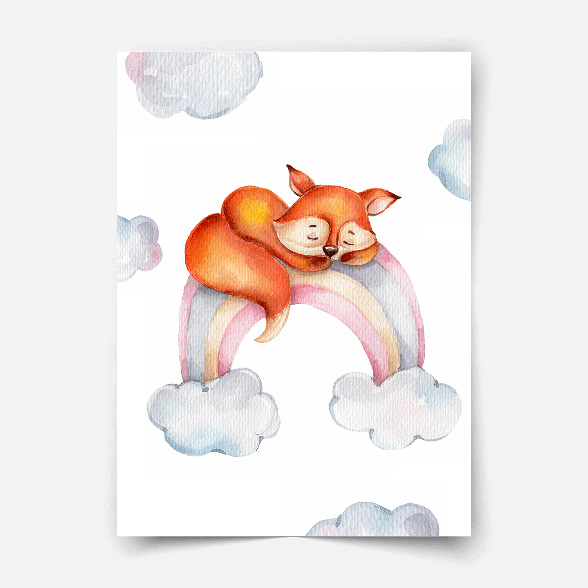 Little fox on rainbow Fine Art Print