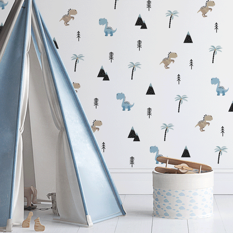 kids bedroom wall sticker, nursery wall sticker, wall sticker, wall decal , wall tattoo, dinosaurs wall sticker, dinosaur wall sticker, boys wall sticker, wall stickers with dinosaurs, scandinavian wall sticker, dinosaur wall decal, wall stickers with dinosaurs, nordic wall stickers, nordic wall decal, scandinavian wall decal, nursery room ideas, kids bedroom ideas, T-Rex wall stickers with trees and mountain, wall decal with T-Rex, pattern wall stickers, boys room wall decoration