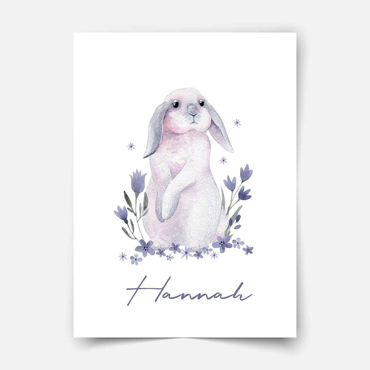 Bunny floppy’s flower garden - personalised Fine Art Print