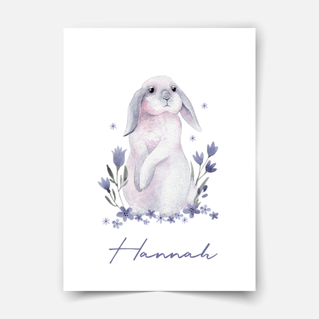 Hase Floppy's Blumengarten - personalisiertes Poster