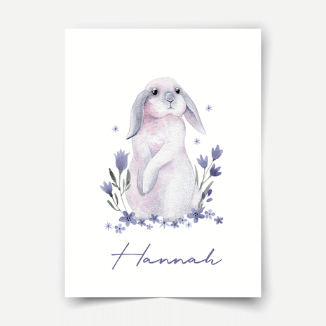 Hase Floppy's Blumengarten - personalisiertes Poster