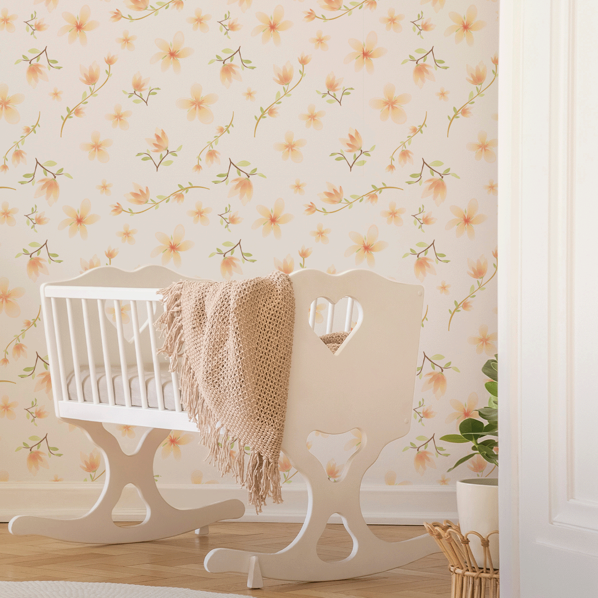removable wallpaper, kids bedroom wallpaper, nursery wallpaper, kids bedroom ideas, nursery ideas, flower wallpaper, floral wallpaper, pastel flowers wallpaper