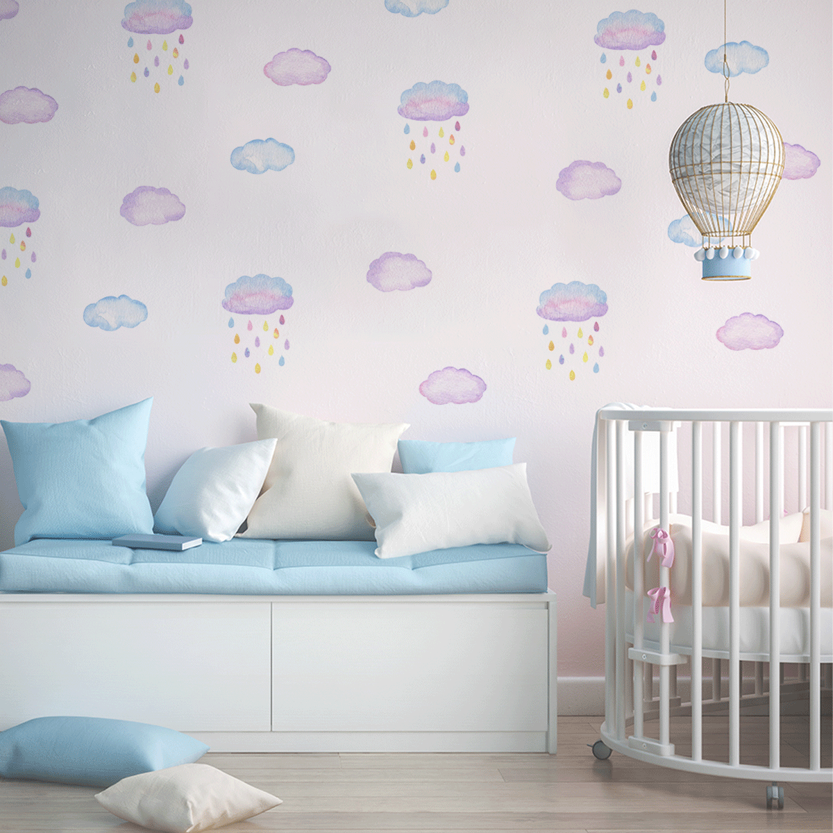 kids bedroom wall sticker, nursery wall sticker, wall sticker, wall decal , wall tattoo, clouds wall sticker, watercolour clouds wall sticker, girls wall stickers, wall stickers with clouds, scandinavian wall sticker, clouds with rain wall sticker, wall stickers with clouds, nordic wall stickers, nordic wall decal, scandinavian wall decal, nursery room ideas, kids bedroom ideas