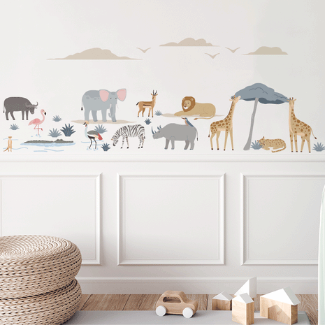 kids bedroom wall sticker, nursery wall sticker, wall sticker, wall decal , wall tattoo, safari animals wall sticker, giraffe elephant lion rhinoceros elephant buffalo meerkat crocodile leopard wall sticker, girls wall stickers, boys wall sticker, wall stickers with safari animals, scandinavian wall sticker, nordic wall stickers, nordic wall decal, scandinavian wall decal, nursery room ideas, kids bedroom ideas