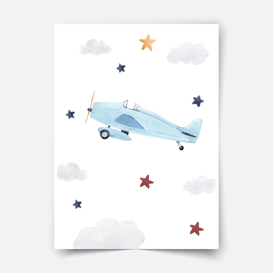 Watercolour little explorer plane Fine Art Print