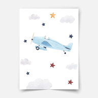 Watercolour little explorer plane Fine Art Print