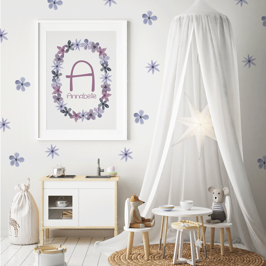 Pastellblumen (Lavendel/lila) - personalisiertes Poster