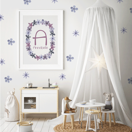 Pastellblumen (Lavendel/lila) - personalisiertes Poster