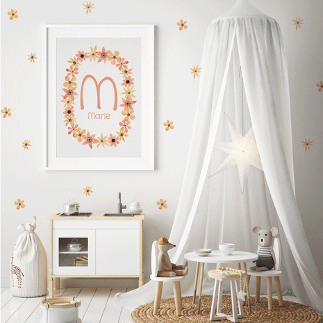 Pastellblumen (Pfirsich) - personalisiertes Poster