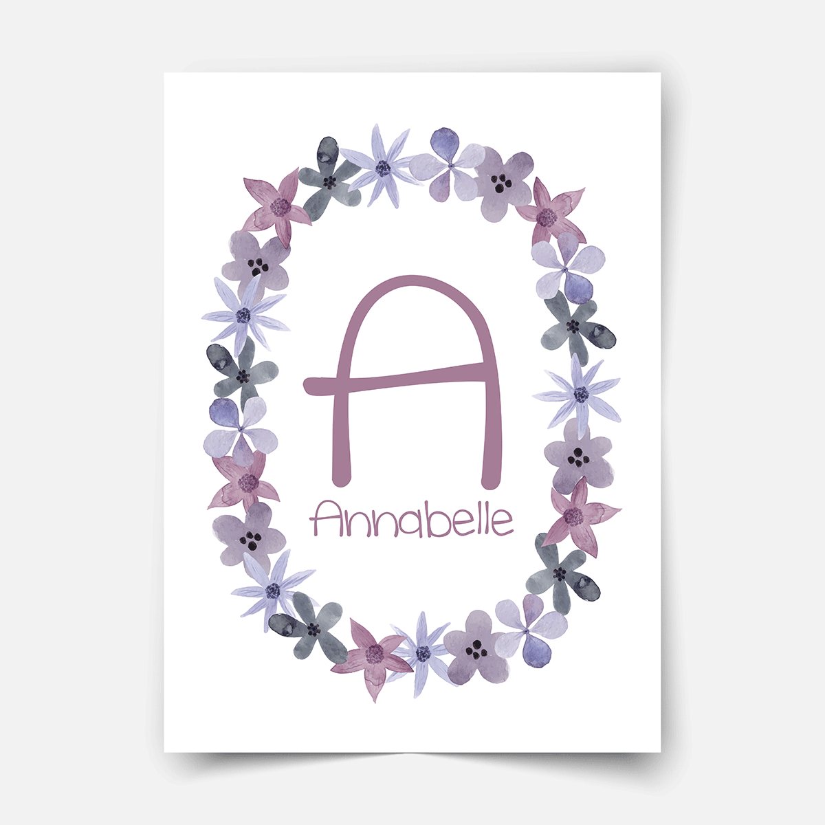 Pastel flowers (lavender/purple) - personalised Fine Art Print